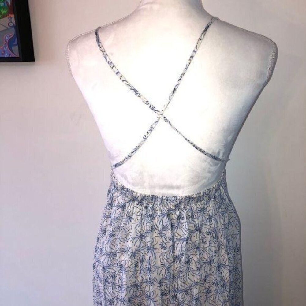 Daughters Of The Revolution Womens Dress Size M Blue Floral Maxi Lined Cotton - Picture 5 of 9